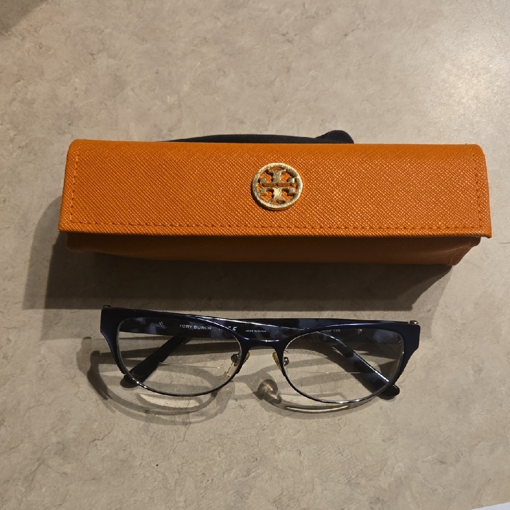 Tory Burch Navy and Gold Glasses with Orange Case